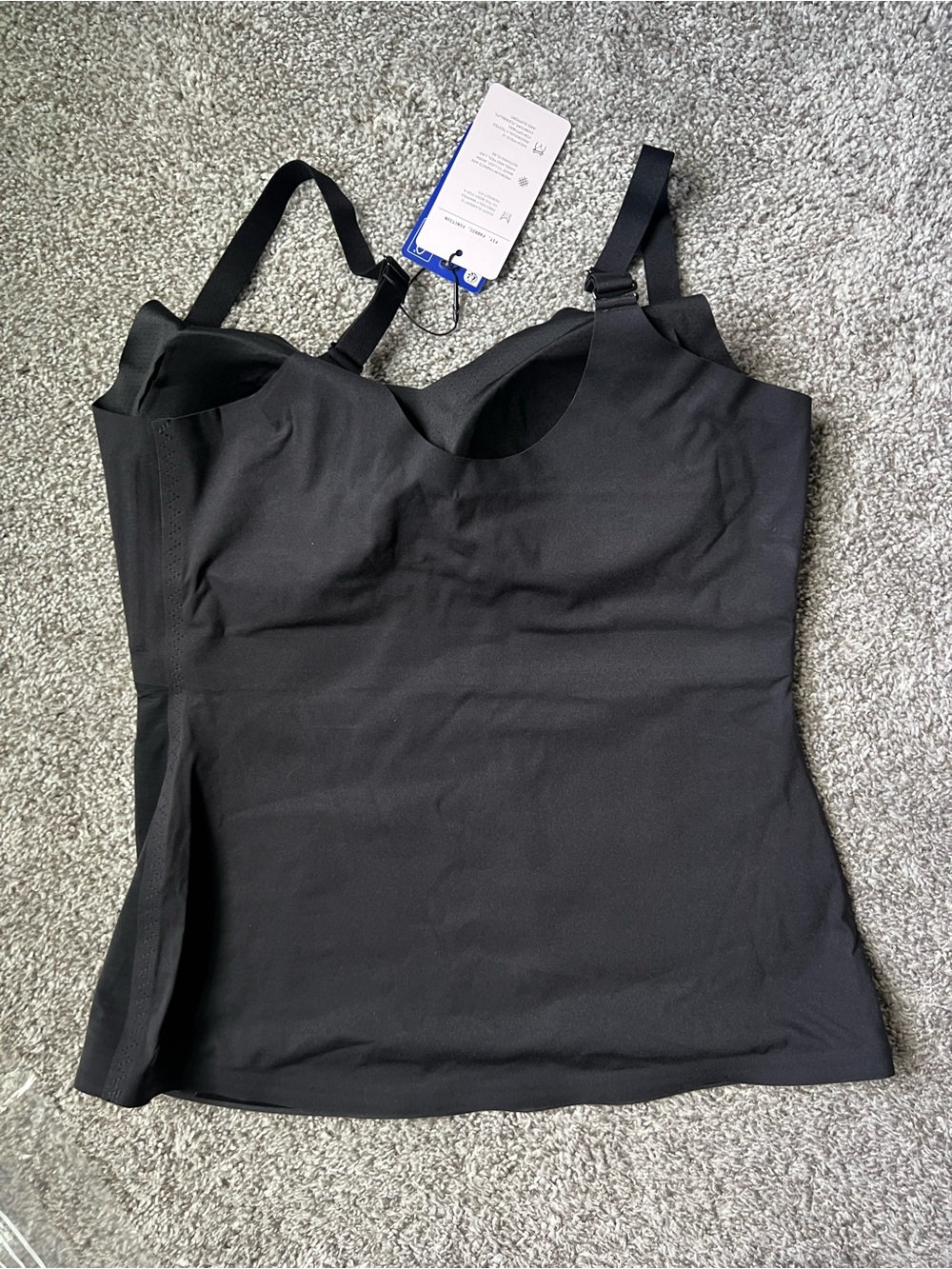 Seamless Black Shaping Camisole Tank with Adjustable Straps - Picture 4 of 6
